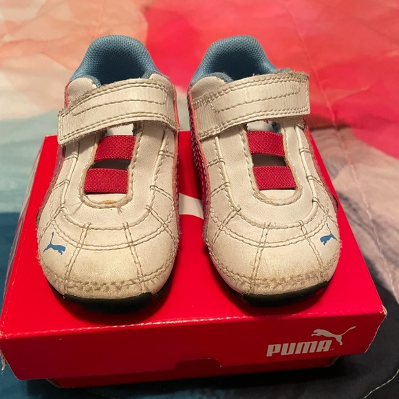 Puma - Kids Tune Cat shoes in white/rose/blue - Size 5C (12-18 mo) - Picture 3 of 6